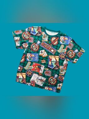 Handmade, Upcycled Vintage 1990's Golfing Curtains T-Shirt Size M